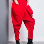 Casual Loose Split-Joint Solid Color High-Waisted Harem Pants