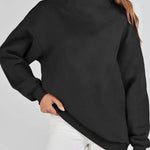 Women's Slit Mock Neck Oversized Sweatshirt