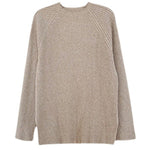 Urban Loose Solid Round-Neck Split-Side Sweater& Wide Leg Pants Suits