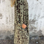 Leopard Print V-neck Pullover Long-sleeved Loose Dress