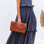 Vittoria Shirred Ruffle Tiered Maxi Halter Dress