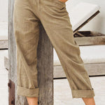 women's solid color cotton linen pants