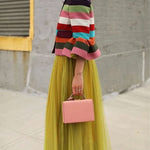 Flared Sleeves Multi-Colored Striped Lapel Jackets Outerwear