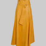 A-Line High Waisted Belted Pockets Solid Color Zipper Skirts Bottoms