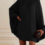 Simple Long Batwing Sleeves Solid Color Round-Neck Mini Dresses