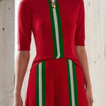 Half Sleeves Skinny Contrast Color Mock Neck T-Shirts Tops