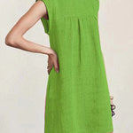 Casual Cap Sleeve Loose Solid Color Round-Neck Mini Dresses
