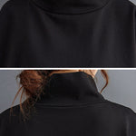 Urban Solid Color High-Neck High-Low Sweatshirt Top