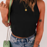 Ribbed Knit Basic Cropped Tank Top