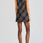 Elegant Demeanor Satin Gemstone Trim Deep V-Neck Tank H-line Mini Dress
