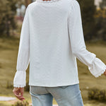 Zeagoo Zeagoo Women's Crochet Lace Basic V-Neck Shirts Elegant Long Sleeve Tunic Blouse Tops