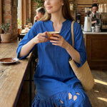 A-Line Long Sleeves Hollow Pleated Solid Color Split-Joint V-Neck Maxi Dresses