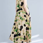 Loose Sleeveless Printed Split-Joint Round-Neck Maxi Dresses