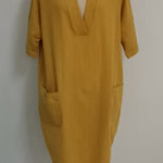 A-Line High Waisted Pockets Solid Color Split-Joint V-Neck Mini Dresses