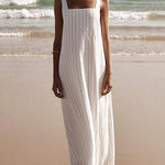A-Line Loose Striped Square-Neck Maxi Dresses