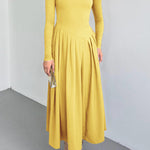 A-Line Bodycon Asymmetric Pleated Solid Color Split-Joint One-Shoulder Maxi Dresses
