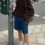 Fashionable Irregular Collar Loose Casual Knitted Sweater