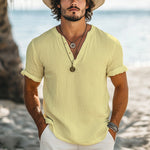 Men's Casual Simple V-neck Cotton Short-sleeved T-shirt