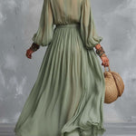 Boho-Vintage Elegant Embroidered Chiffon Maxi Dress