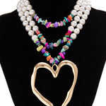 Beaded Contrast Color Heart Shape Dainty Necklace Necklaces Accessories