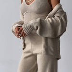 Chic V-neck Knitted Three-piece Set