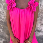 Solid Floral Embellished Sleeveless Loose Maxi Dress