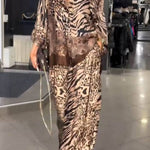 Wild Animal Print Drapey Loose Wide-Leg Pants Set