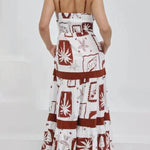 Elegant Ruffled With Floral Print Maxi Dress