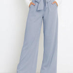 Casual fashion all-match wide-leg pants tie-up bow trousers