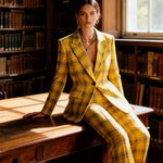 Column Loose Contrast Color Plaid Split-Joint Blazer Pants