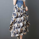 Loose Plus Size Flower Print Pockets Split-Joint Spaghetti-Neck Maxi Dresses Suspender Dress