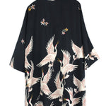 Original Crane Printed Buttoned Stand Collar Half Sleeves Blouse