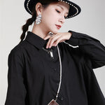 Urban Loose Split-Joint Lapel Long Sleeves Midi Dress