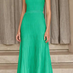 Women's Tube Top Slim High Waist Sling Knitted Dress Seaside Vacation Pleated Long Skirt