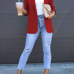 Stylish Loose Multicolor Slit Blazer