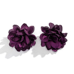 Solid Color Three-Dimensional Flower Drop Earrings