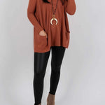 Winter Melodies Knit Crew Neck Front Pockets Oversized Sweater