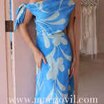 One Shoulder Tie Knot Printed Maxi Dress