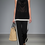 Women's Minimalist Sheer Knit Sleeveless Blouse  And Straight-leg Pants Set