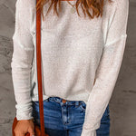 Margovil Drop Shoulder Long Sleeves Solid Knitting Sweater