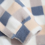 Men's Classic Plaid  Fluffy Faux Fur Single Pocket Button Lapel Jacket