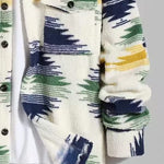 Men's Aztec Style Two Pocket Button Polar Fleece Jacket
