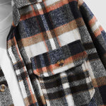 Men's Classic Plaid Wool Blend Button Down Long Sleeve Shirt Jacket