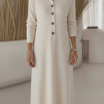 Women's Casual Polo Collar Button Corduroy Midi Dress