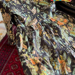Pleated Floral Print Cotton and Linen Dress