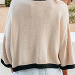 Margovil Crewneck Drop Shoulder Color Block Knit Sweater