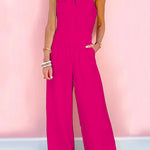 7 Colors Sleeveless Halter Waisted Wide Leg Jumpsuit