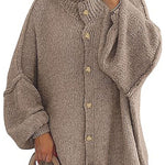 Margovil Button Up Balloon Sleeves Sweater Cardigan