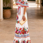 Margovil Off Shoulder Floral Print Ruffle Maxi Dress