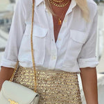 Long Sleeves Front Two Pockets Blouse Shirt